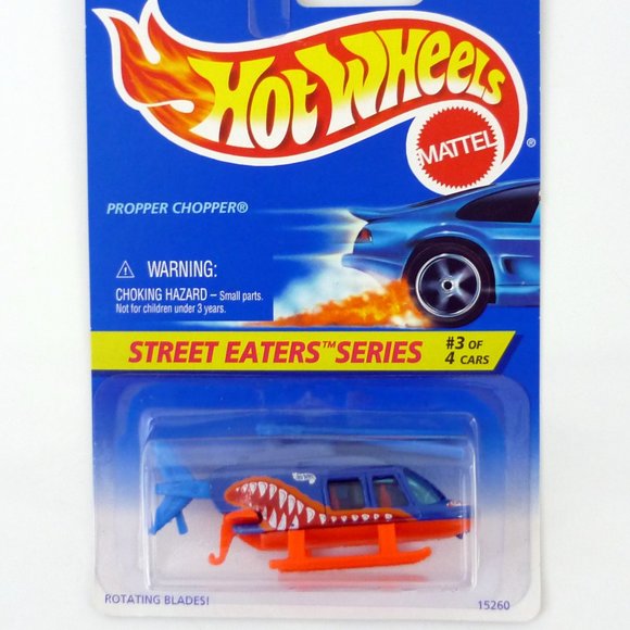 Hot Wheels Propper Chopper #414 Street Eaters #3 Blue Die-Cast Helicopter 1996 - Picture 1 of 1